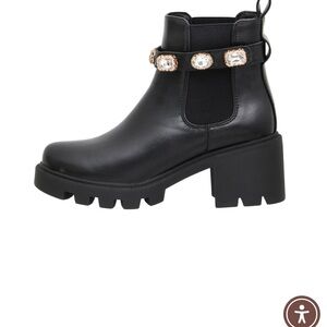 Steve Madden Amulet Jewel Black Ankle Chelsea Boots